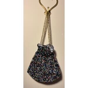 Vintage Reversible Beaded Draw string Bag